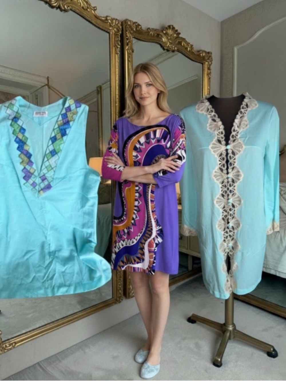 Emilio Pucci Purple Multicolor Abstract Print Dress